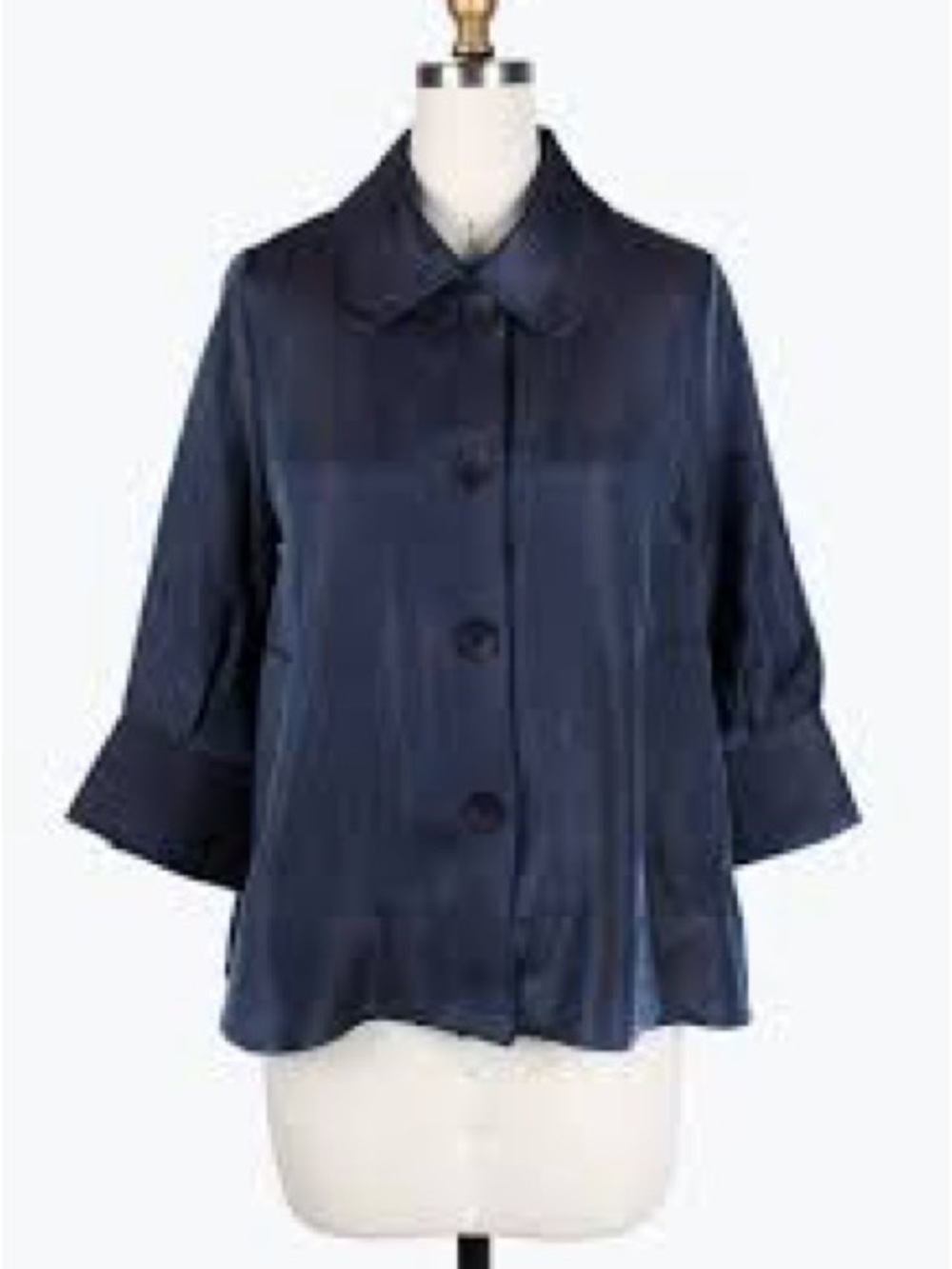 INC International Concepts Navy Satin Button-Front Blazer